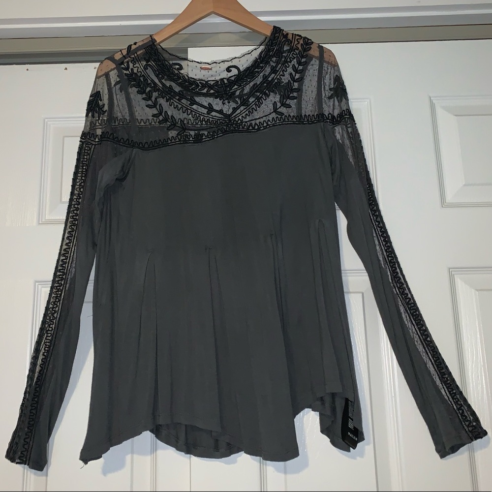 Free People Romantic, Boho Detailed Long Sleeved Blouse Size ~ S